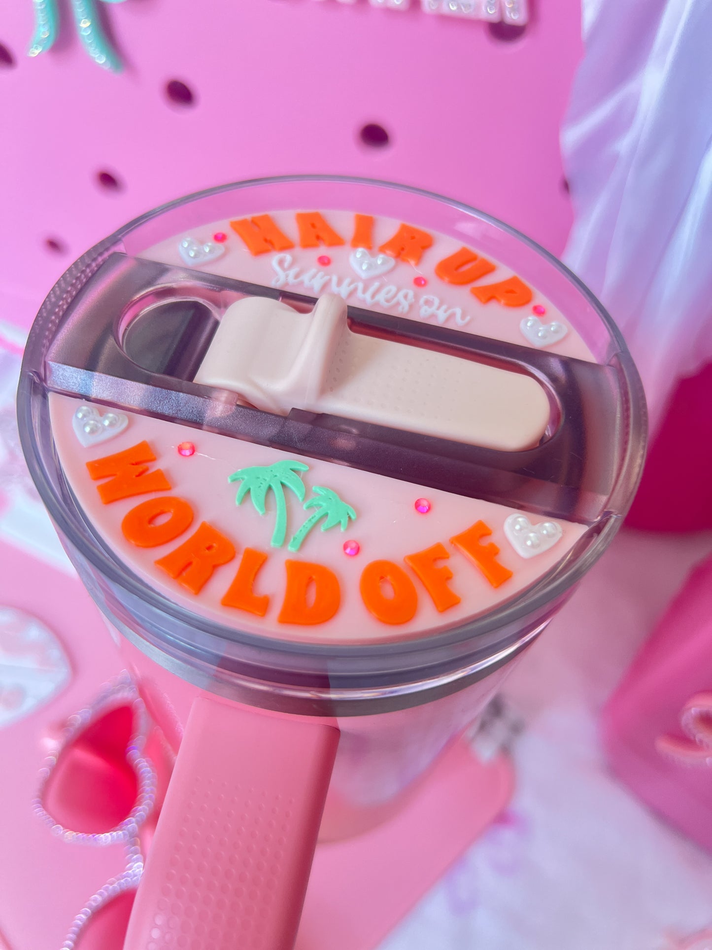 Stanley ProTour Lid Topper | Hair Up, Sunnies on & World Off | Sparkly | Summer Topper