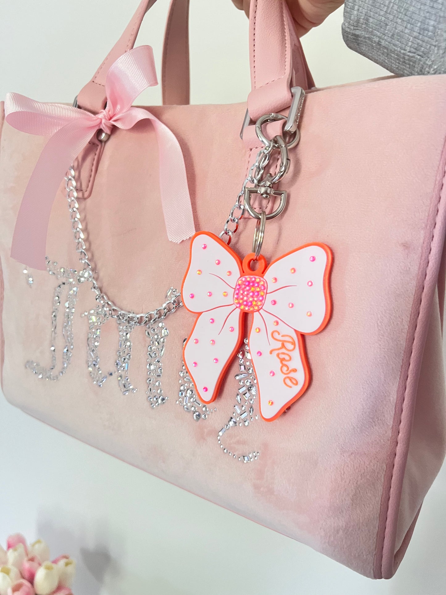 Luxury Sparkle Bow Bag Charm | Customizable
