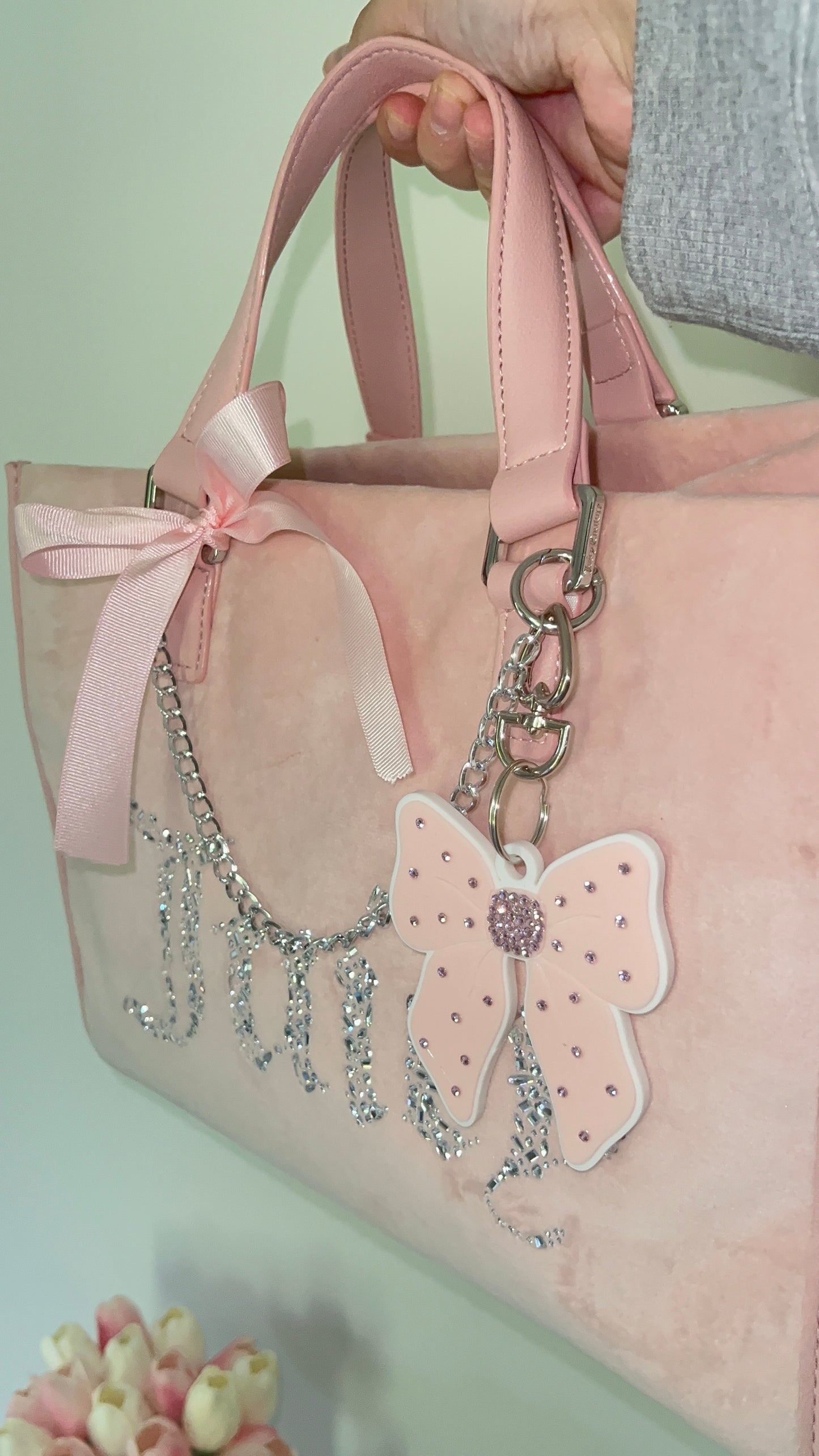 Luxury Sparkle Bow Bag Charm | Customizable