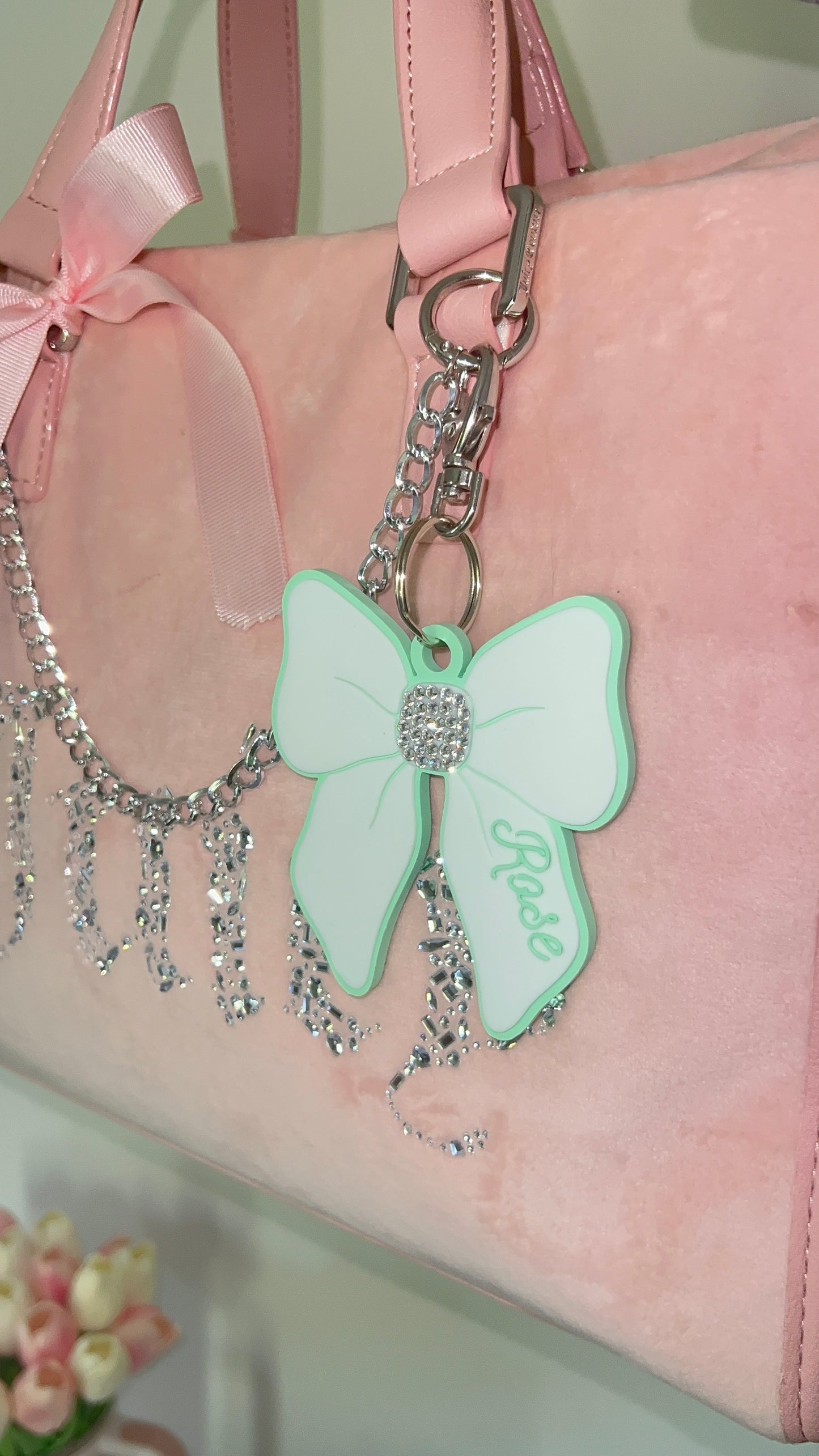 Luxury Sparkle Bow Bag Charm | Customizable