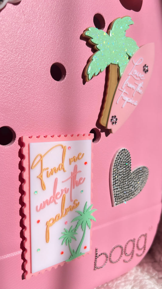 Find me under the Palms | Bogg Bag Charm | Simple Modern Beach Bag Charm