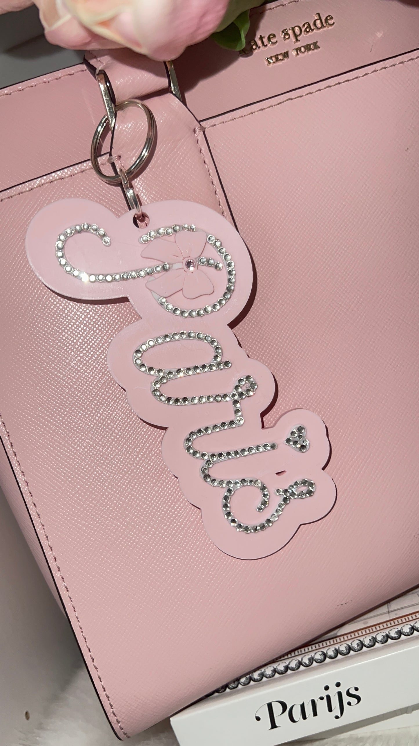 Paris Bow Bag Charm | Sparkle | Vertical