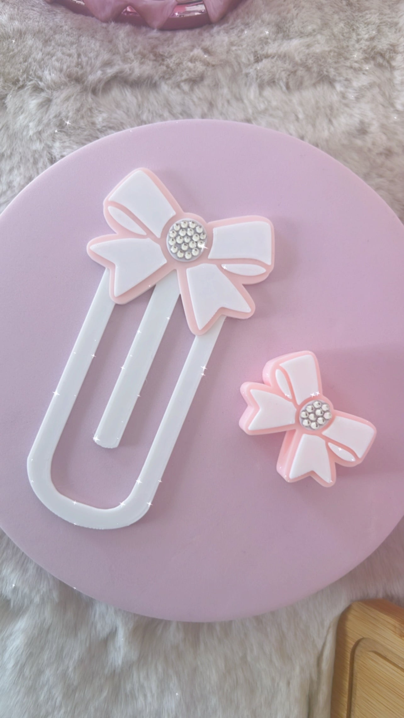 Sparkly Bow Bookmark/Paperclip & Matching Straw Topper | XL | +Colors | Bundle