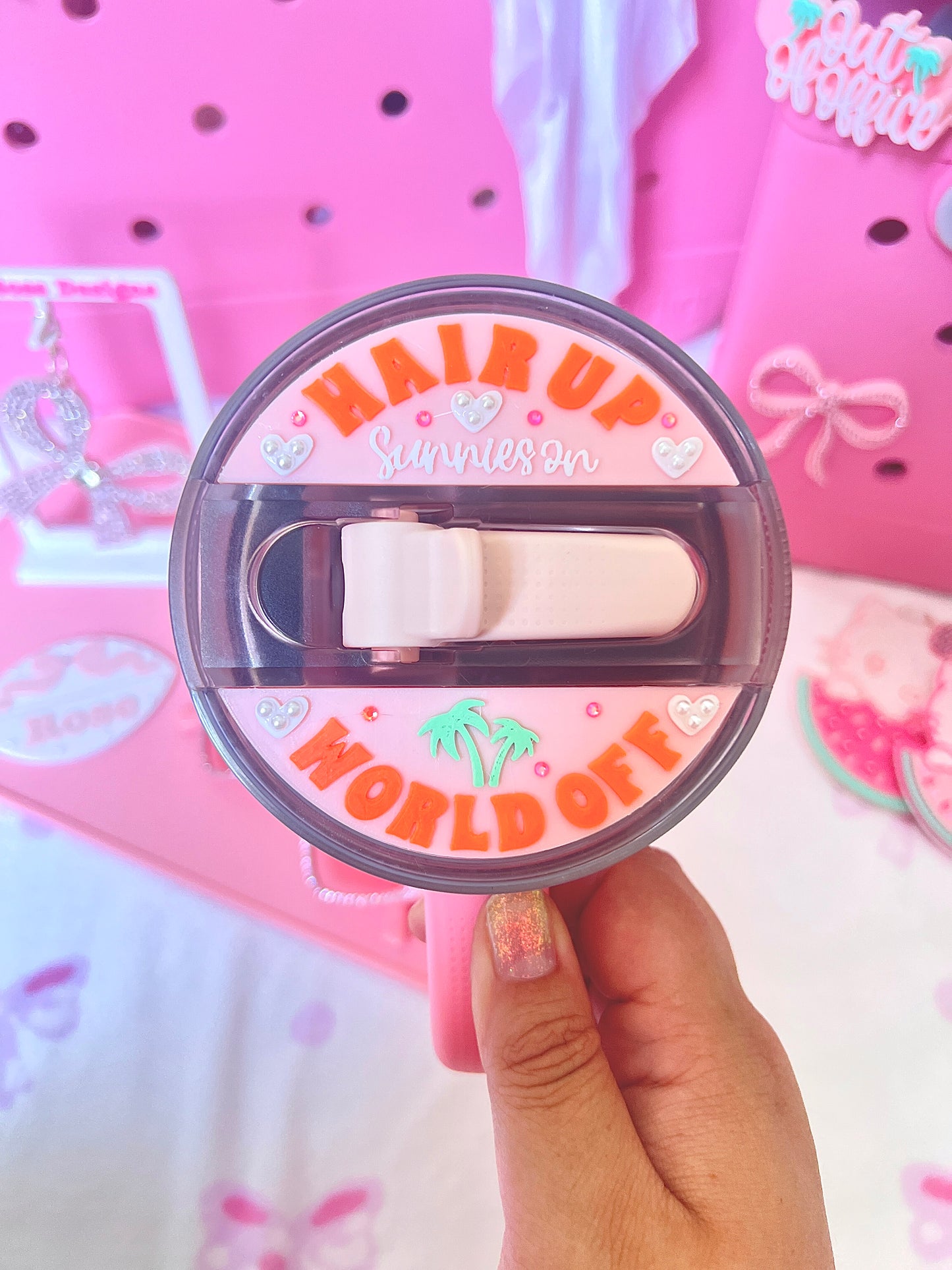 Stanley ProTour Lid Topper | Hair Up, Sunnies on & World Off | Sparkly | Summer Topper