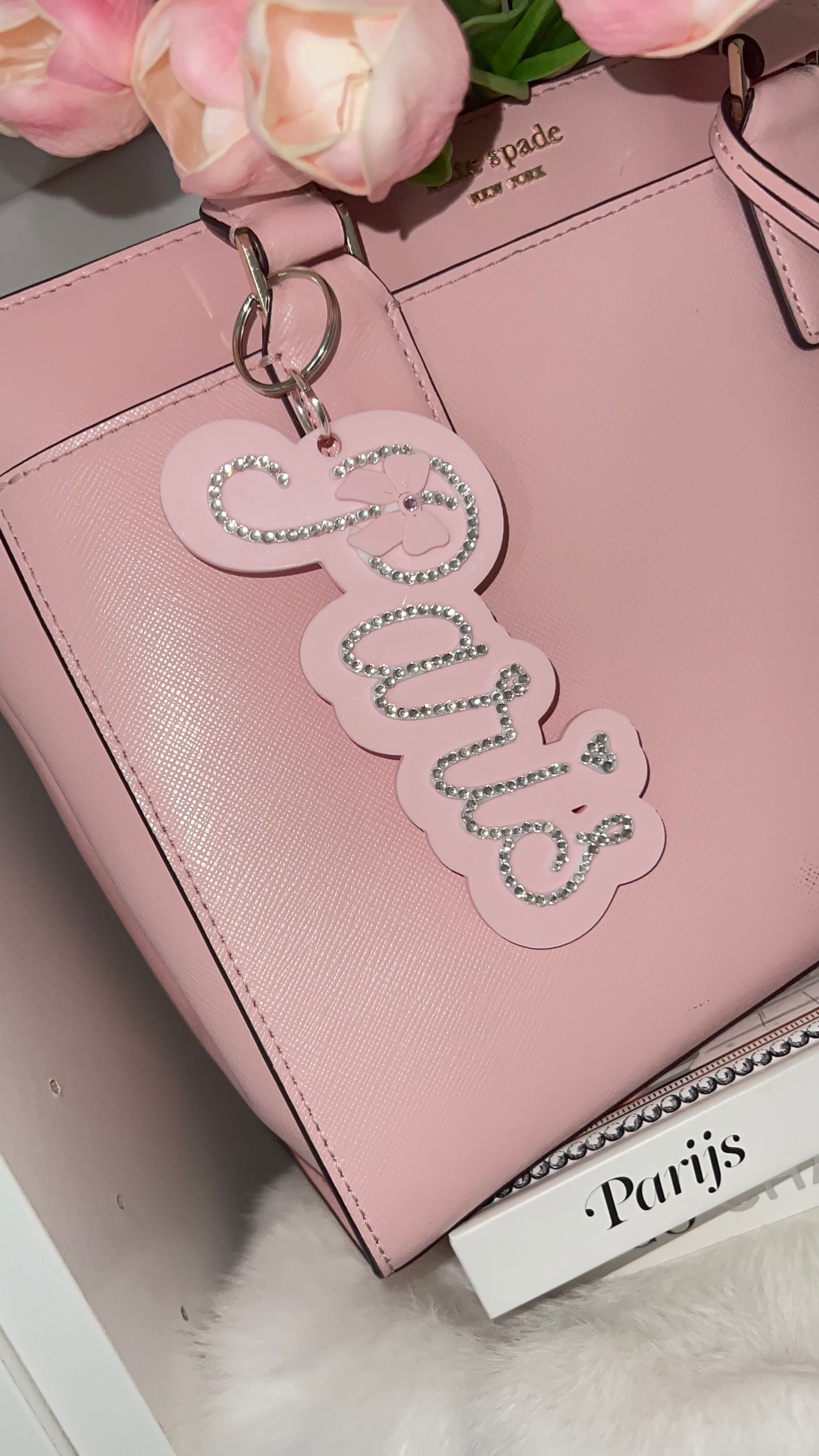 Paris Bow Bag Charm | Sparkle | Vertical