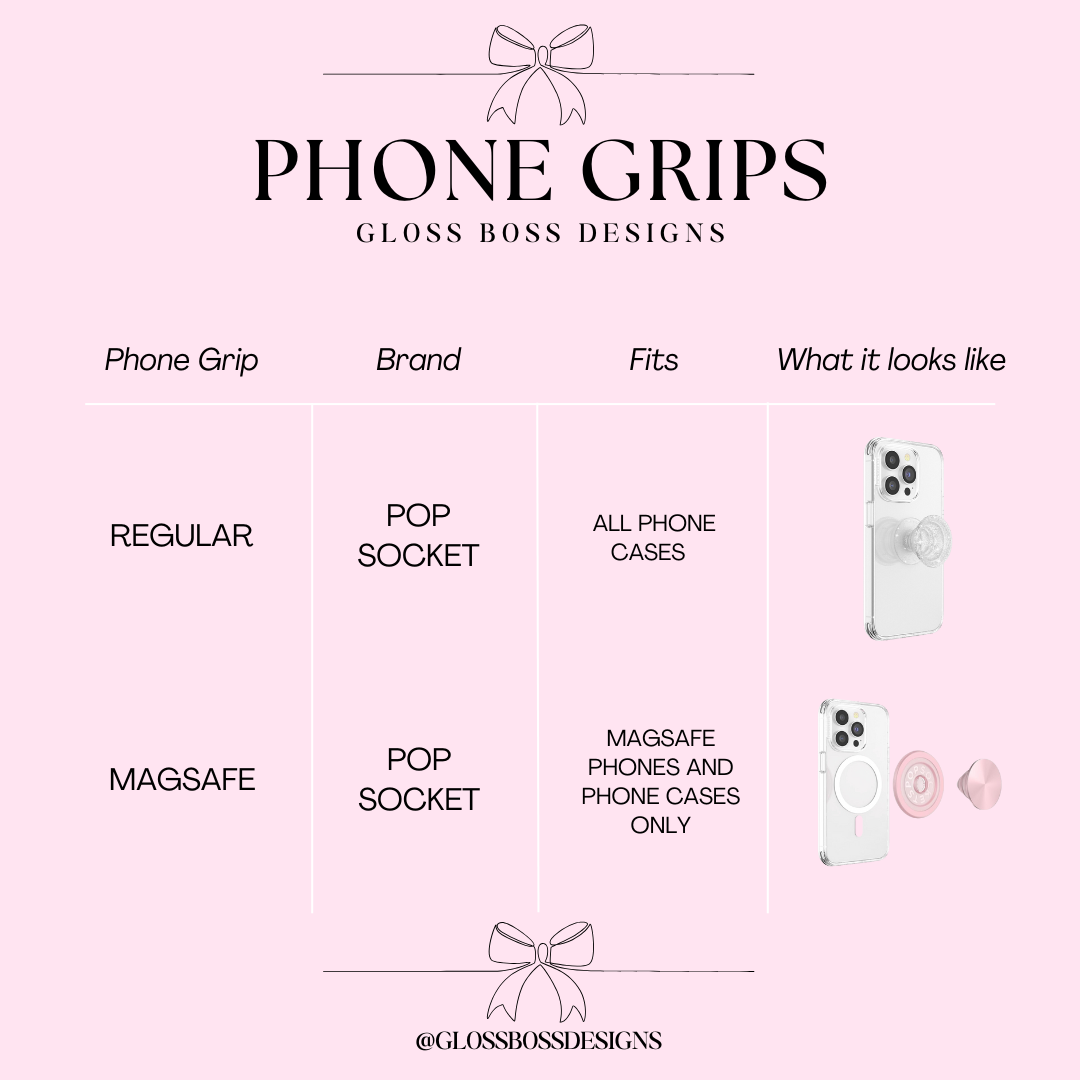 Luxury Sparkly Bow Phone Grip | With Name