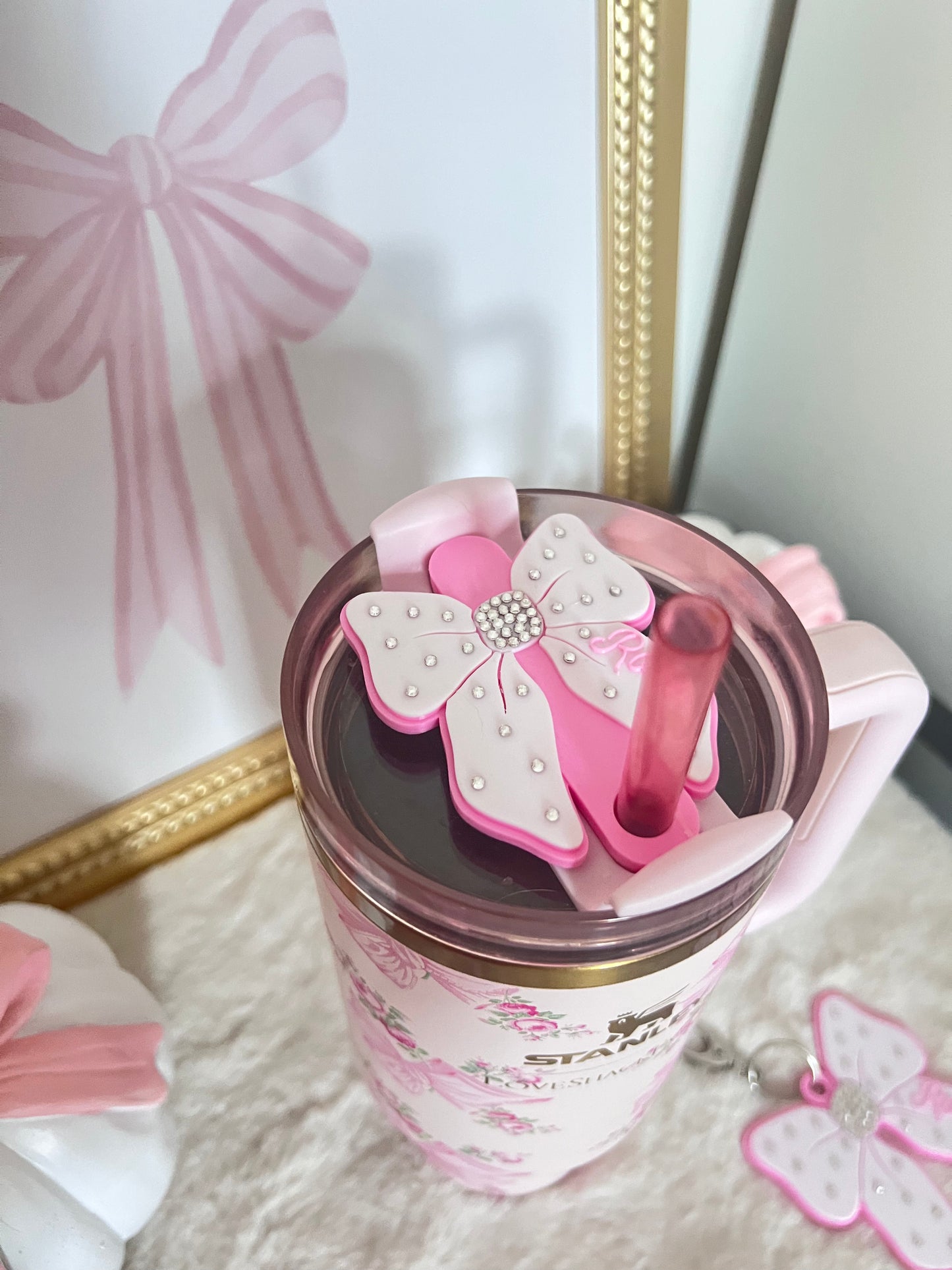 Sparkly Luxury Bow | Stanley Lid Topper | Personalizable