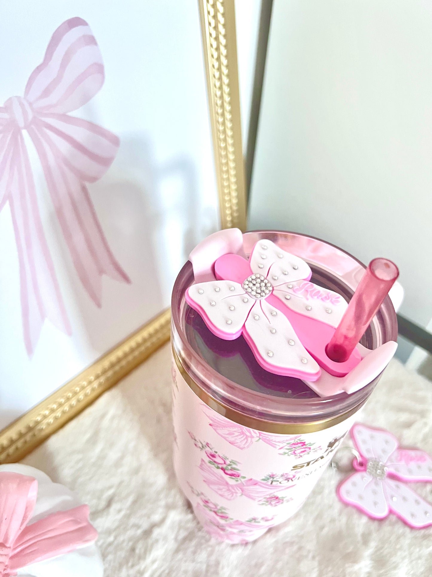 Sparkly Luxury Bow | Stanley Lid Topper | Personalizable