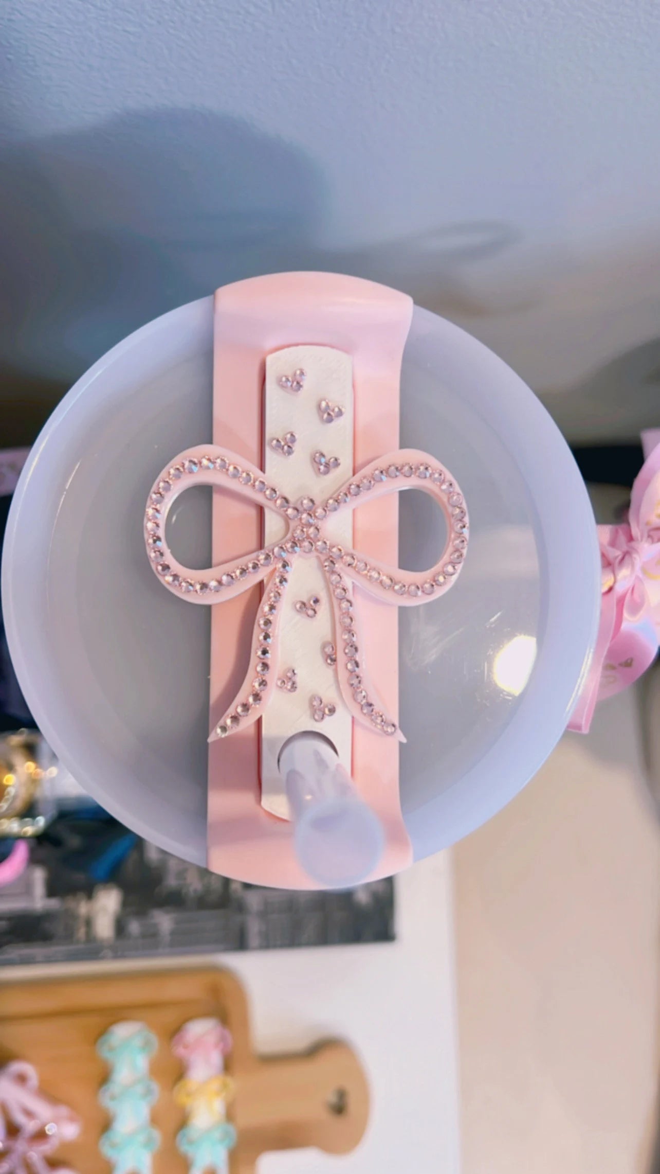 Stanley Straw Plate/Lid Topper | Sparkly Big Bow