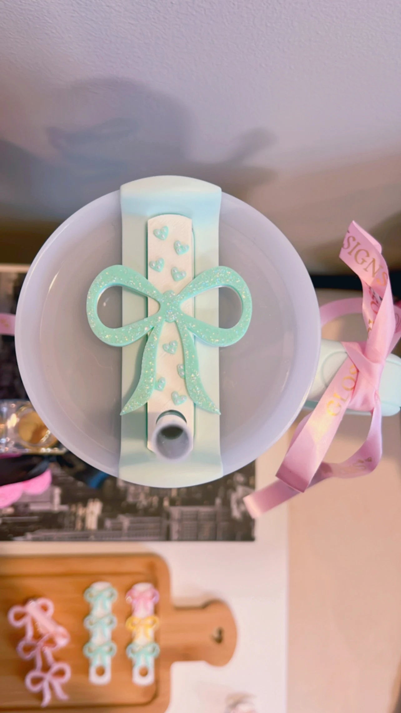Stanley Straw Plate/Lid Topper | Sparkly Big Bow