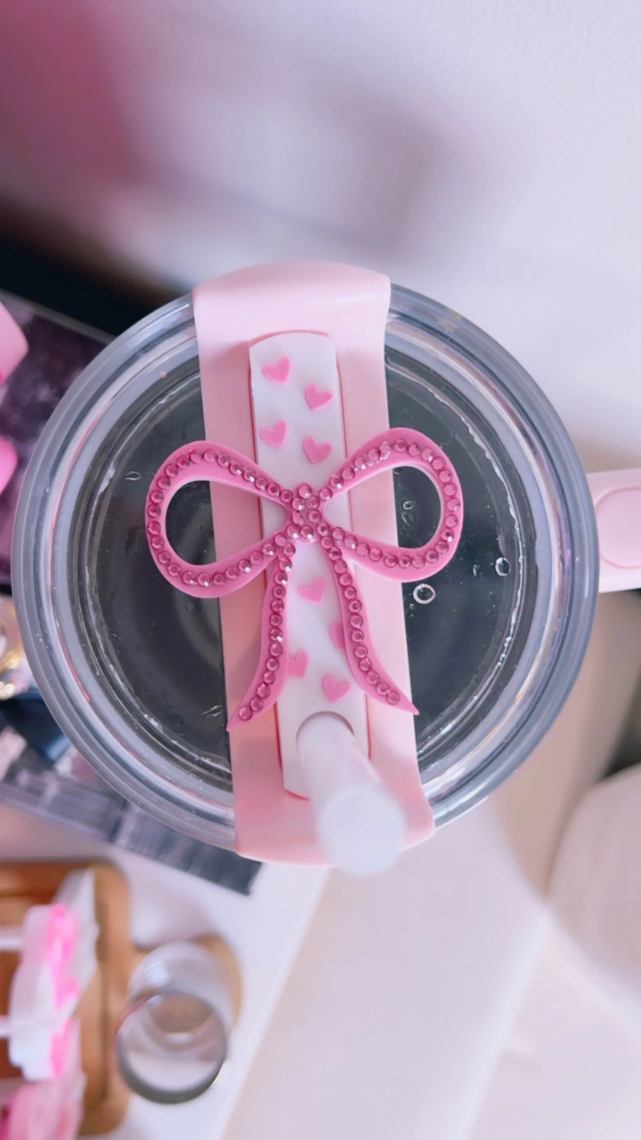 Stanley Straw Plate/Lid Topper | Sparkly Big Bow