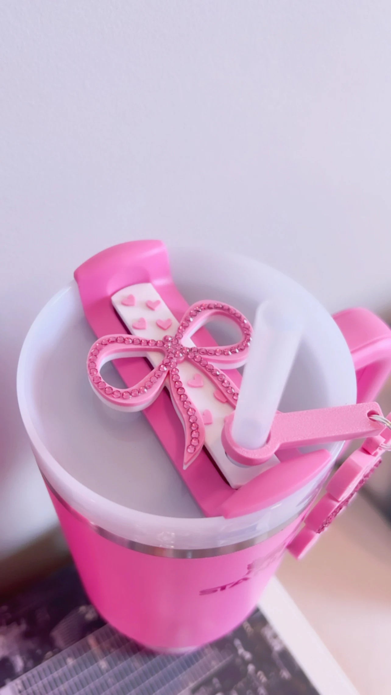 Stanley Straw Plate/Lid Topper | Sparkly Big Bow