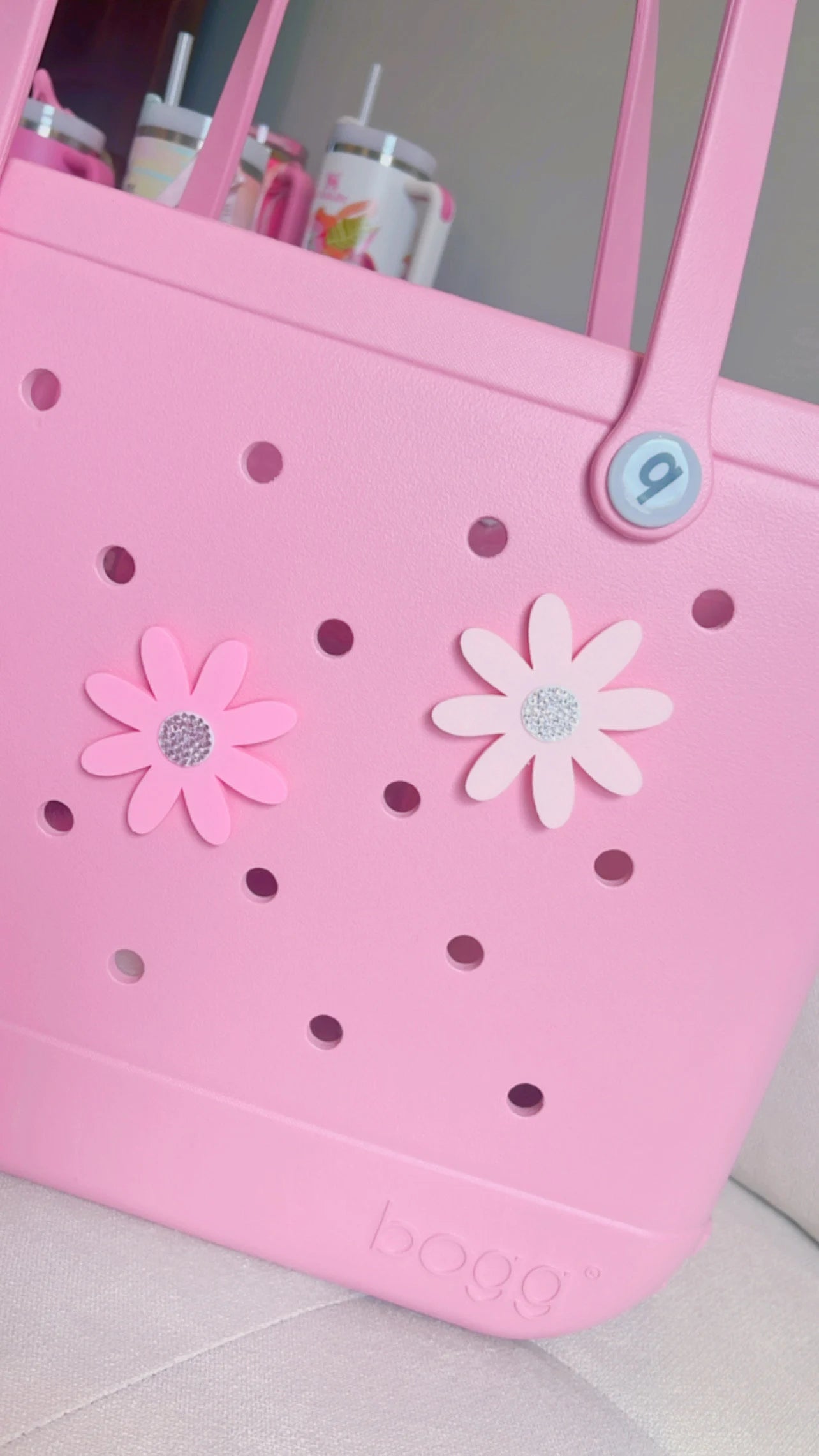 Bogg Bag - Simple Modern Beach Bag Accessories | Sparkly Flower Charm