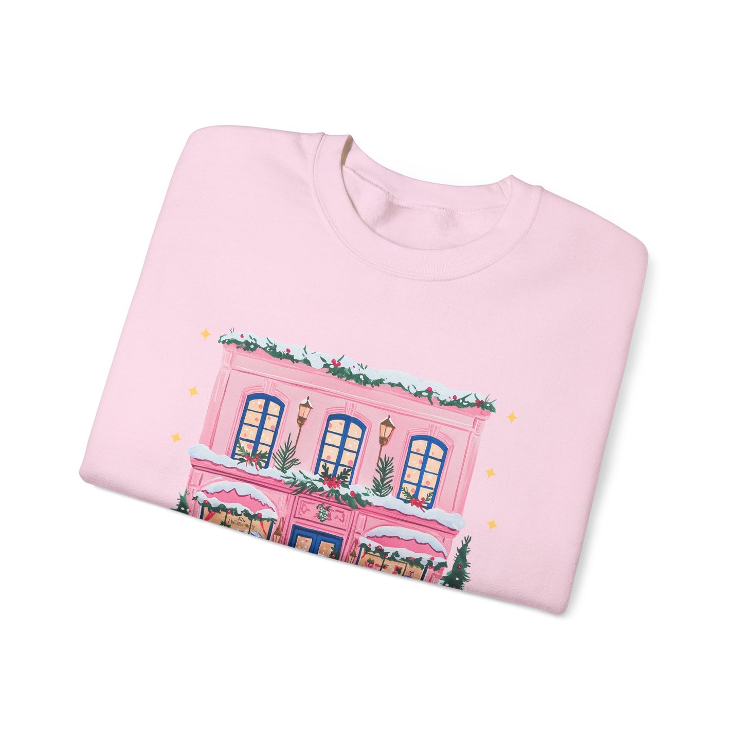 Crewneck Sweatshirt | Small Town Christmas Pink Shop Holiday Graphic