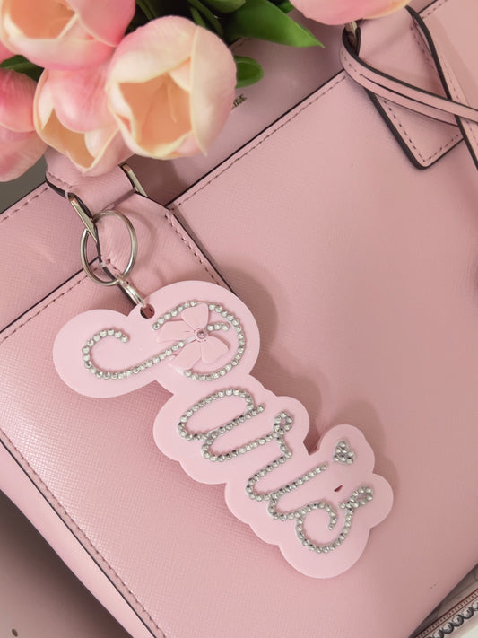 Paris Bow Bag Charm | Sparkle | Vertical
