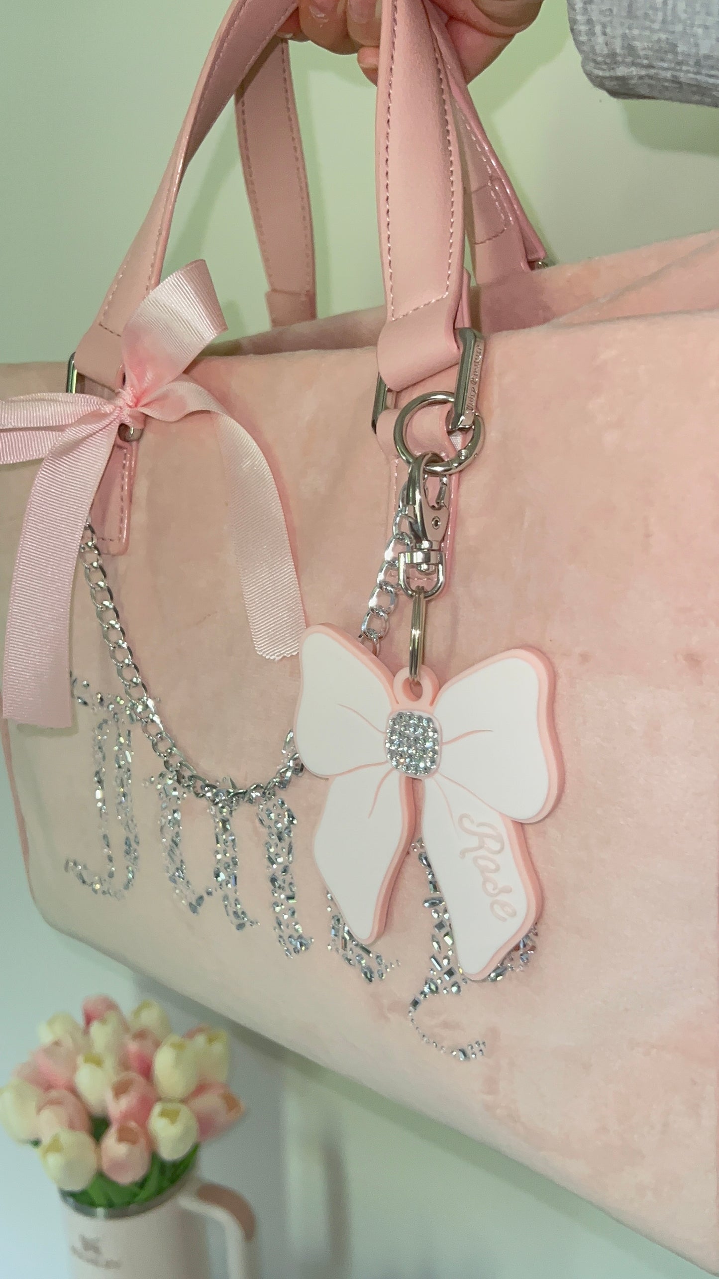 Luxury Sparkle Bow Bag Charm | Customizable