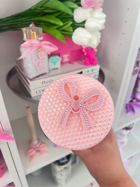 Blush Bow Lid Topper | Universal Cups | For Straws up to 9mm