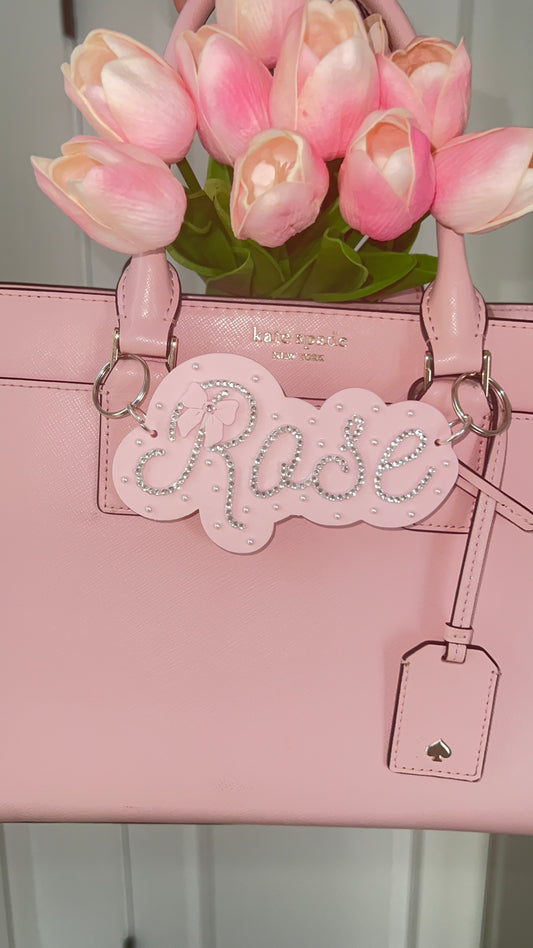 Name Bag Charm | Sparkles & Pearls