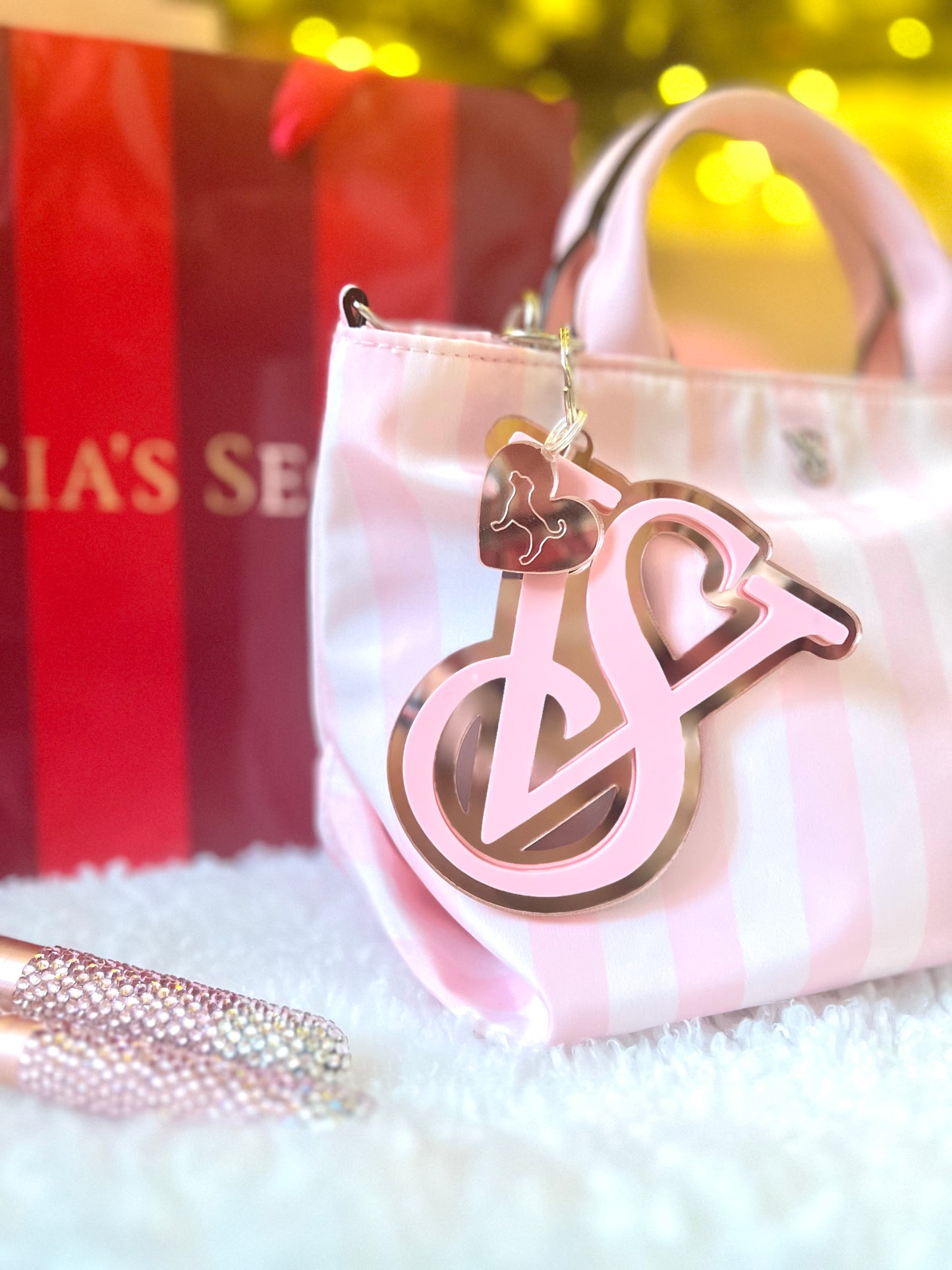Rose Gold Mirror Bag Charm