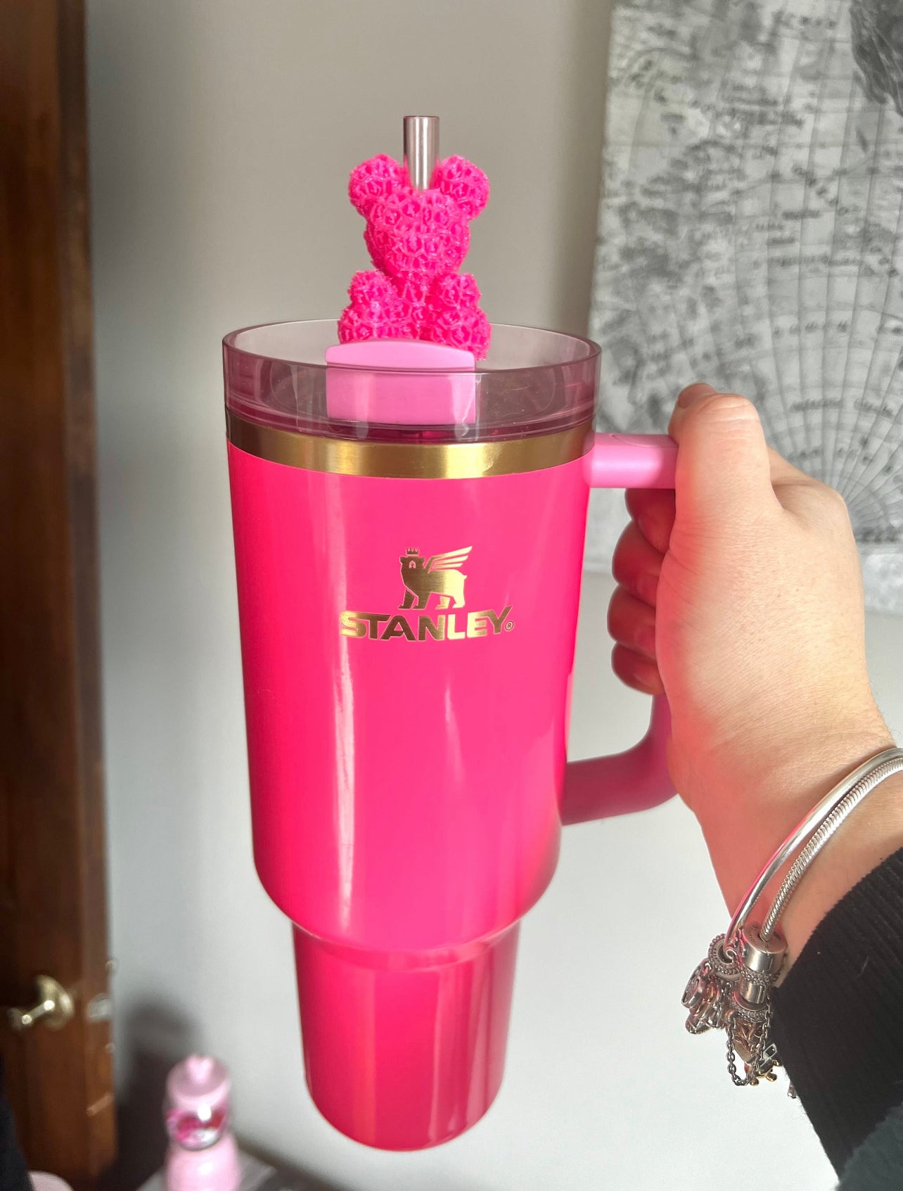 Rose Bear Straw Topper | Fits all straws up to 11mm