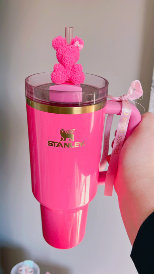 Rose Bear Straw Topper | Fits all straws up to 11mm
