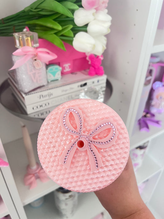 Blush Bow Lid Topper | Universal Cups | For Straws up to 9mm
