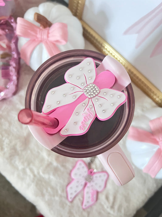 Sparkly Luxury Bow | Stanley Lid Topper | Personalizable
