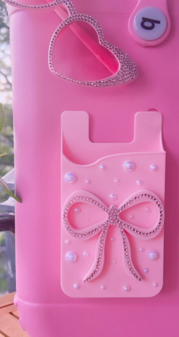 Bogg Bag Phone Holder | Sparkly Bow & Faux Pearls