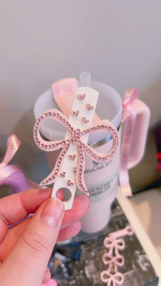 Stanley Straw Plate/Lid Topper | Sparkly Big Bow